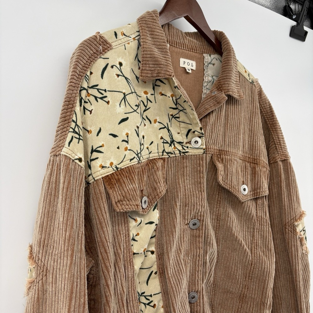 POL Distressed Corduroy Patchwork Jacket Medium - image 3